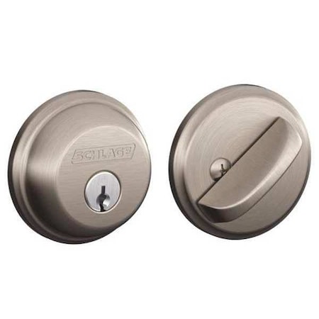 Deadbolt,Satin Nickel,Single Cylinder -  SCHLAGE, B60N 619