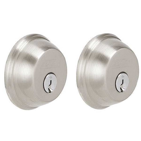 Schlage Deadbolt, Satin Nickel, Double Cylinder B62N 619 KA4