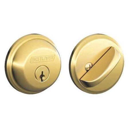 Schlage Deadbolt, Bright Brass, Alike Keying B60N 605 KA4