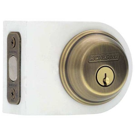 Schlage Deadbolt, Antique Brass, Keyed Different B60N 609