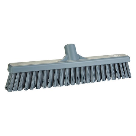 Vikan 16 in Sweep Face Broom Head, Soft/Stiff Combination, Synthetic, Gray 317488
