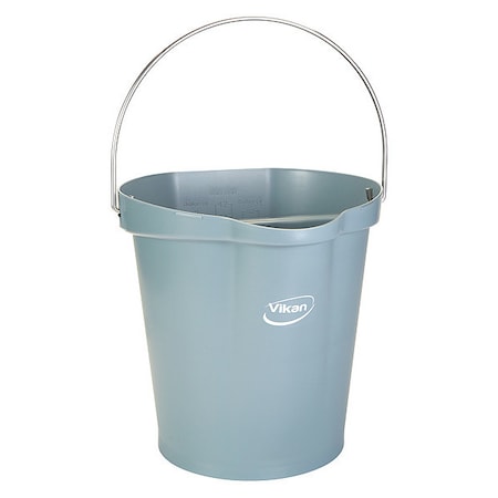 Vikan 3 1/4 gal Round Bucket, 12 4/5 in Dia, Gray, Polypropylene/Stainless Steel 568688