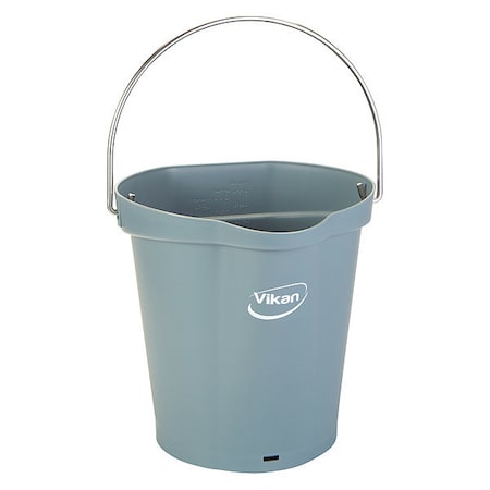 Vikan 1 1/2 gal Round Bucket, 9 19/32 in Dia, Gray, Polypropylene/Stainless Steel 568888