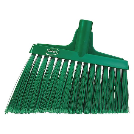 Vikan 9 in Sweep Face Angle Broom, Soft, Synthetic, Green 29162
