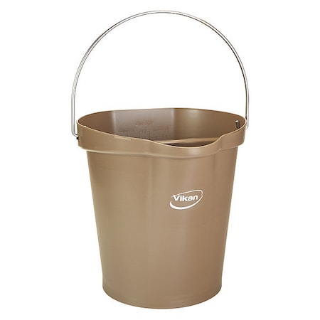 Vikan 3 1/4 gal Round Bucket, 12 4/5 in Dia, Brown, Polypropylene/Stainless Steel 568666