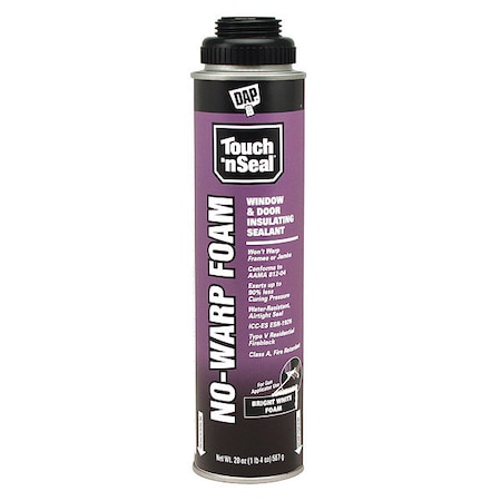 Touch 'N Seal Spray Foam Sealant, 20 oz, Aerosol Can, White, Polyurethane Base, No-Warp 7565029712