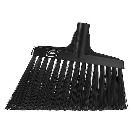 Vikan 9 in Sweep Face Angle Broom, Soft, Synthetic, Black 29169