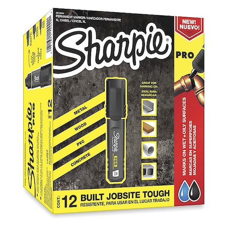 Sharpie Permanent Marker, Black, Chisel Tip, 12 PK 2018344
