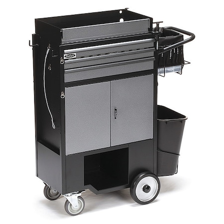 Flexcart FC-300 Tool Utility Cart, 3 Drawer, Black, Steel, Aluminum, 14-1/2 in W x 14 in D x 45 in H FC-300LENT