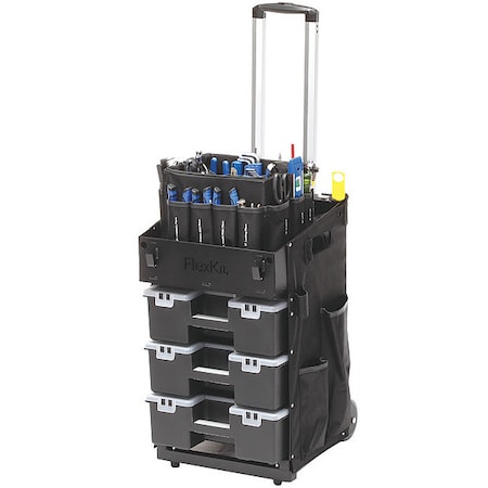 Flexcart 50 Tool Tower, 1 Drawer, Black, Aluminum, Plastic, 15 in W x 13 in D x 27 in H FC-50TBWT