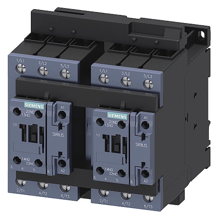 SIEMENS IEC Magnetic Contactor, 3 Poles, 110/120 V AC, 65 A, Reversing: Yes 3RA23388XB301AK6