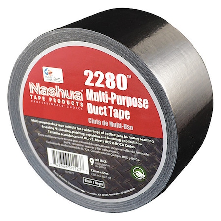 Nashua Duct Tape, Black, 60 yd L, 2-3/4 in W 2280