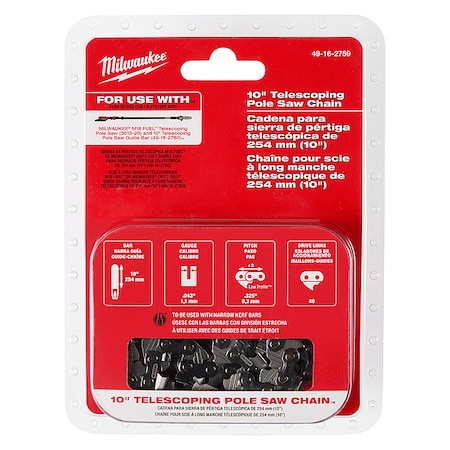 Milwaukee Tool 10 in. Replacement Chain for M18 FUEL Telescoping Pole Saw 49-16-2759