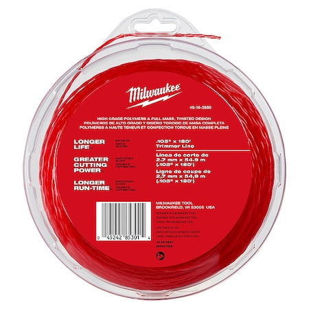 Milwaukee Tool 0.105 in x 180 ft. String Trimmer Line 49-16-2800