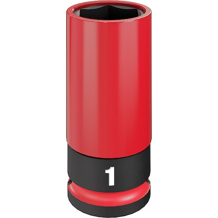 Milwaukee Tool 1/2 in Drive Lug Nut Wheel Socket Deep Socket, Black Phosphate, Lug Nut Wheel Plastic, 1 in Sz 49-66-7814