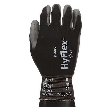 Ansell Polyurethane Coated Gloves, Palm Coverage, Black, 11, PR 11-600VP