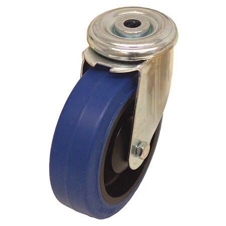 Kingpin Swivel Caster, Rubber, 5 in, 330 lb, Blu