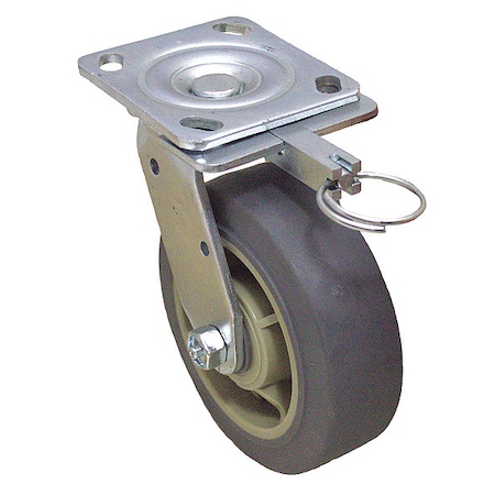 Zoro Select Plate Caster, Swivel, Rubber, 6 1/2"H P21S-PRP050R-14-DL