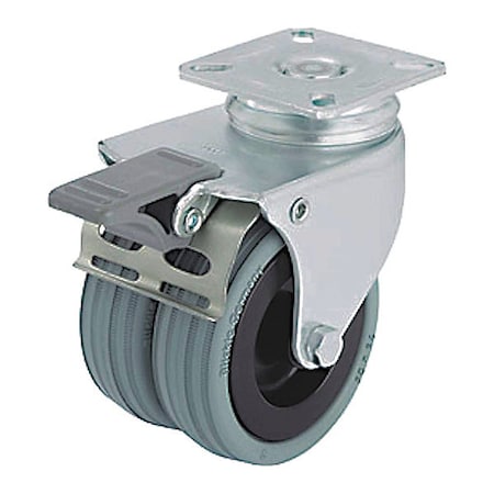 Zoro Select Plate Caster, Swivel, Rubber, 2 13/16"H LDA-VPA 50G-FI