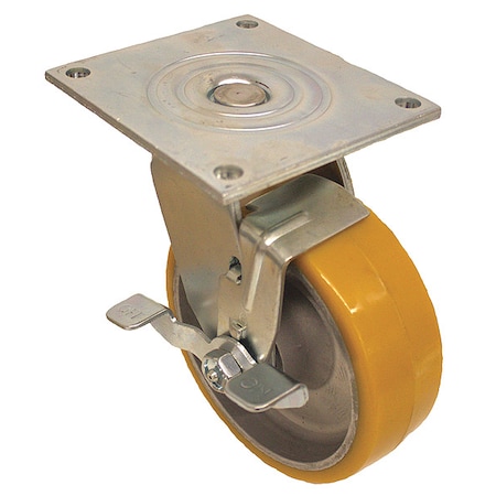 Zoro Select Plate Caster, Swivel, Polyurethane, 9 1/2"H P21S-UA080R-15-WB