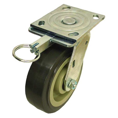 Zoro Select Plate Caster, Swivel, Polyurethane, 6 1/2"H P21S-UP050R-14-DL
