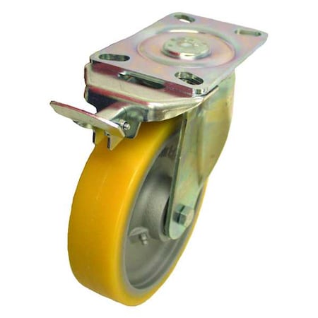 Zoro Select Plate Caster, Swivel, Polyurethane, 9 5/8"H US_LH-GTH 200K-16-RI05.16