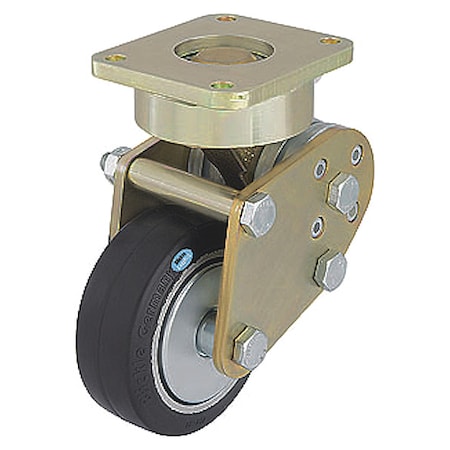 Zoro Select Plate Caster, Swivel, Rubber, 6 11/16"H LPFE-ALEV 100K-FA