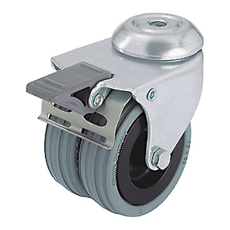 Zoro Select Bolt-Hole Caster, 2"dia, Swivel, Rubber LMDA-VPA 50G-FI