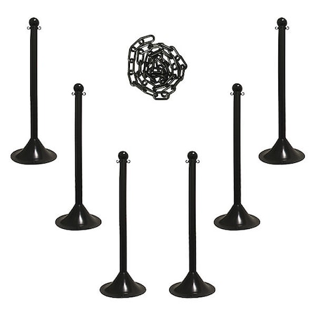 Zoro Select Barrier Post Kit, Black, 41 in Post Height, Gloss 71003-6
