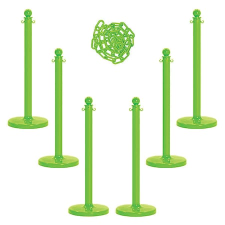Zoro Select Barrier Post Kit, Safety Green, 40 in Post Height, Gloss 71114-6