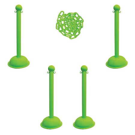 Zoro Select Barrier Post Kit, Safety Green, 41 in Post Height, Gloss 71314-4