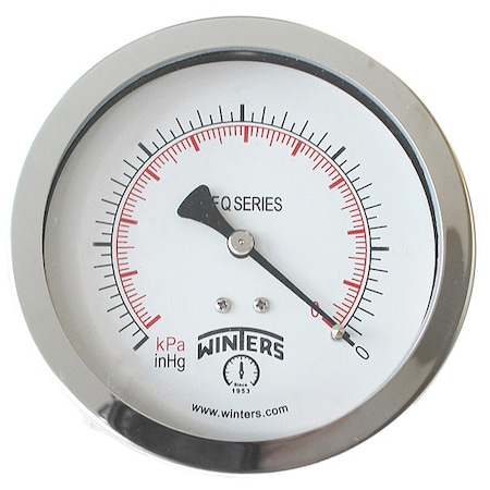 Winters Industrial Pressure Gauge, 0 to 160 psi, 4 in Dial, 1/4 in NPT, Center Back Location PFQ1272-DRY