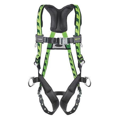 Miller AirCore(TM) Full Body Harness, L/XL, 400 lb., Tongue Chest/ Tongue Leg Straps, Back D-Ring ACSD-TB/UGN