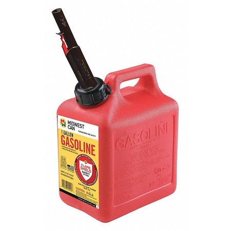 Flame Shield Gas Can, HDPE, 1 gal, Flame Shield Safety System, Quick-Flow Spout Included, Red, Gasoline 1210