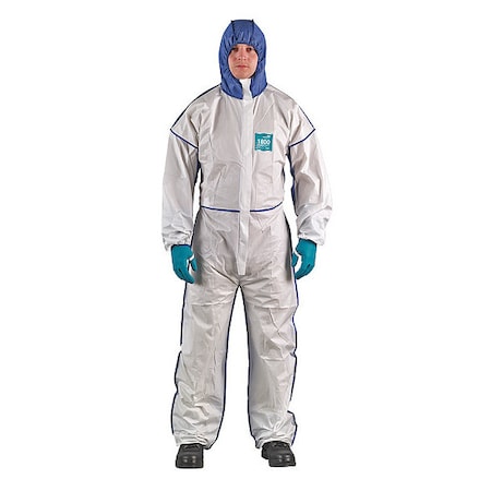 Ansell Chemical Resistant Coveralls, Hooded Coverall, 2XL, Microgard 1800, Elastic Wrist, Elastic Ankle WN18-B-92-195-06