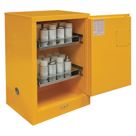 Condor Hazardous Material Storage Cabinet, 24 Aerosol Cans, 2 Shelves, Steel, 23 in W x 35 in H x 18 in D 491M59