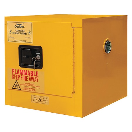 Condor Flammables Safety Cabinet, 18-1/2 in H, 17-3/8 in W, 18-1/8 in D, Yellow, 1 Shelves 491M60
