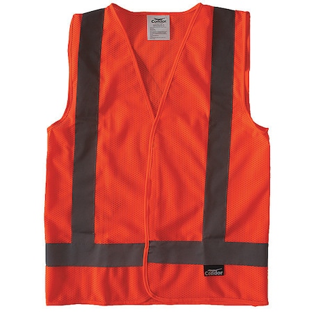 Condor Safety Vest, Orange/Red, X-S, Hook-and-Loop 491R82