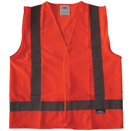 Condor Safety Vest, Orange/Red, L, Hook-and-Loop 491R78