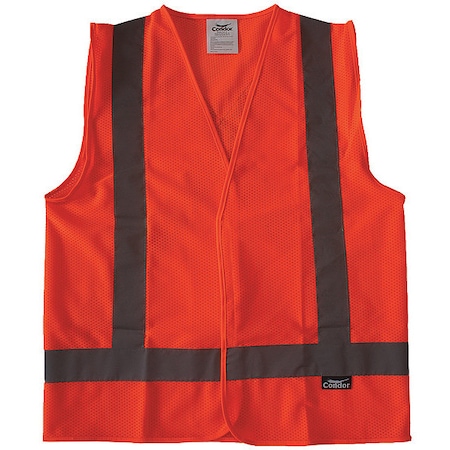 Condor Safety Vest, Orange/Red, M, Hook-and-Loop 491R79