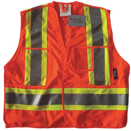 Condor Safety Vest, Orange/Red, S/M, Hook-and-Loop 491T06