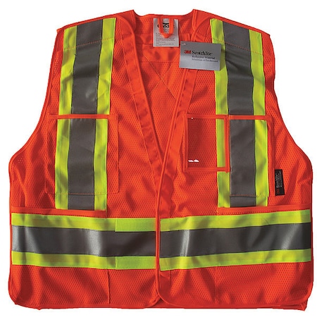 Condor Safety Vest, Orange/Red, S/M, Hook-and-Loop 491T14