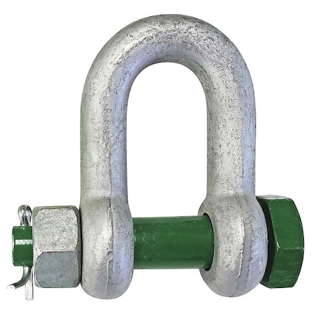 Green Pin Shackle, 1-3/8" Body Sz, Galvanized GPGDMB35