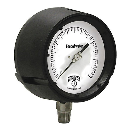 Winters Altitude Pressure Gauge, 0 to 690 psi, 4 1/2 in Dial, 1/4 in NPT, Bottom Location PAL6014ALT-STAT