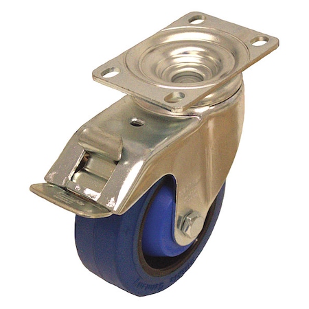 Zoro Select Plate Caster, Swivel, Rubber, 5 1/8"H L-POEV 102KA-12-FI-SB
