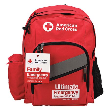 backpack with red cross
