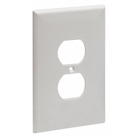 ZORO SELECT Jumbo Duplex Receptacle Wall Plates, Number of Gangs: 1 High Impact Plastic, Smooth Finish, White 62031