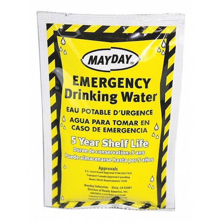 MAYDAY Emergency Drinking Water Pouch, 4.22 oz, Pack of 100 73011