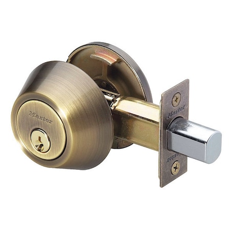 Master Lock Deadbolt, Antique Brass, Single Cylinder DS0605KAS