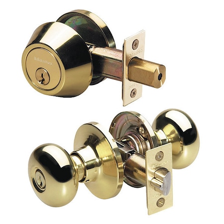 Master Lock Knob Lockset, Biscuit Style, Polished Brss BCC0603KA4S